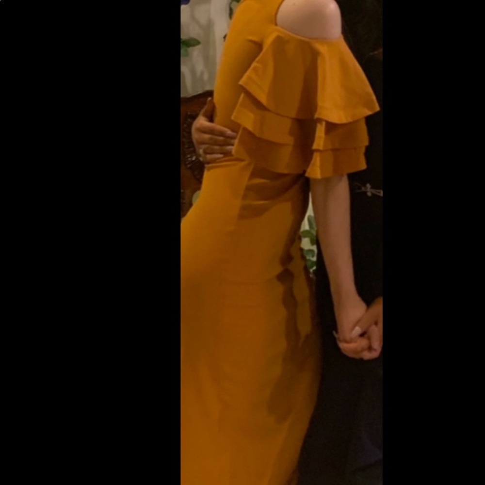 MUSTARD BANDAGE DRESS! size small - Picture 5 of 6